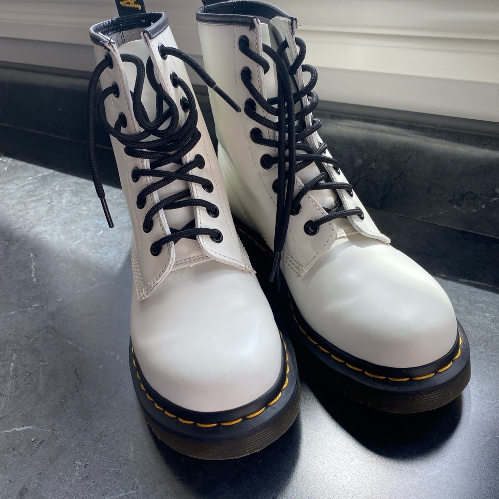 Dr. Martens White Leather Women's Boots
